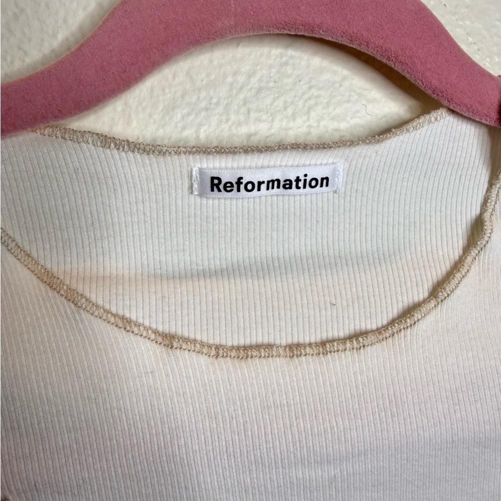 Reformation Cream Short Sleeve Knit Top - Picture 3 of 9